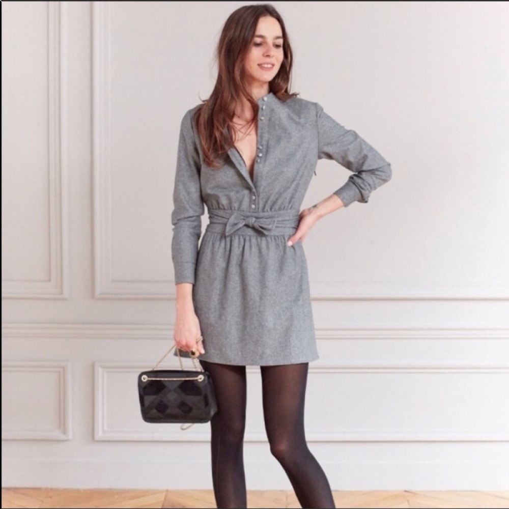 Sezane Lila grey wool shirtdress Size 38
